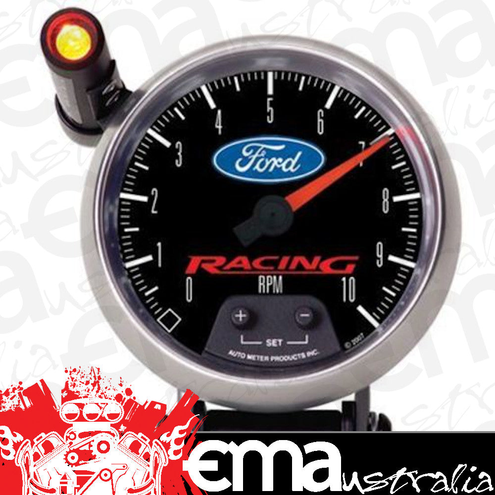 AutoMeter AU880083 Ford Racing Mini-Monster Tachometer 3-3/4" Black Dial Pedestal Mount Shift-Lite 0-10 000 RPM