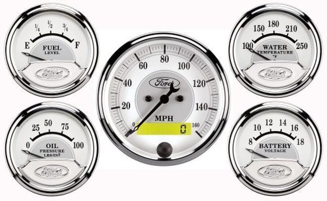 AutoMeter AU880087 Ford Masterpiece 5 Gauge Kit Speedo Fuel Water Temp Oil Volts