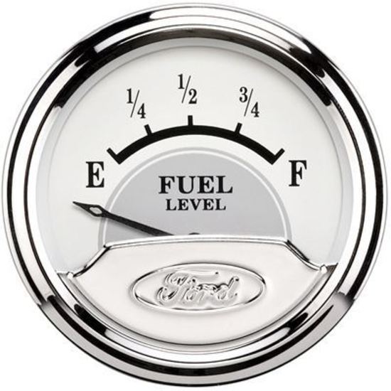 AutoMeter AU880351 Ford Racing Analog Fuel Level Empty-Full 2-1/16" White/Gray Face Elecal