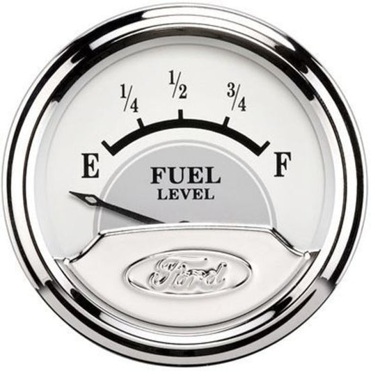 AutoMeter AU880351 Ford Racing Analog Fuel Level Empty-Full 2-1/16" White/Gray Face Elecal