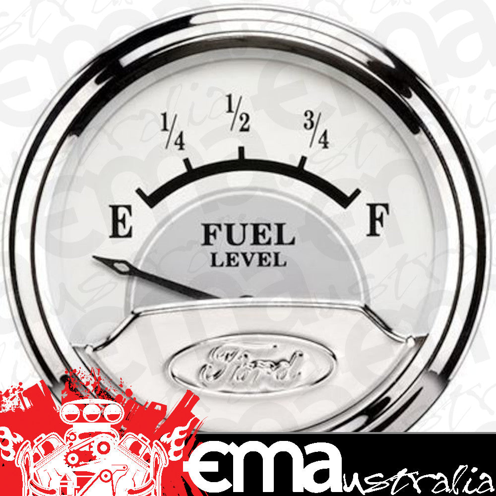 AutoMeter AU880351 Ford Racing Analog Fuel Level Empty-Full 2-1/16" White/Gray Face Elecal