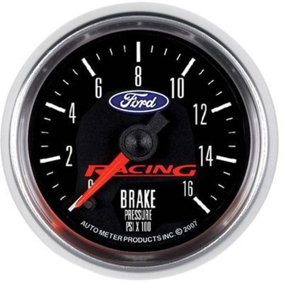 AutoMeter AU880362 Ford Racing Analog Brake Pressure 0-1600 PSI 2-1/16" Black Face Elecal