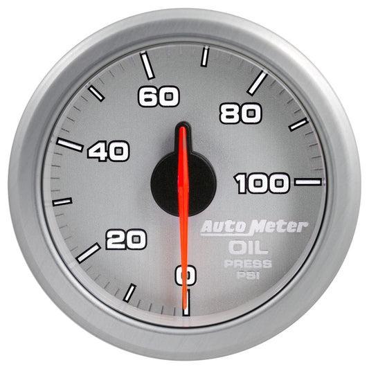 AutoMeter AU9152-UL Airdrive 2-1/16" Elec Oil Pressure Gauge 0-100PSI Silver