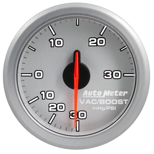 AutoMeter AU9159-UL Airdrive 2-1/16" Elec Boost/Vacuum Gauge 30 Hg/30PSI Silver