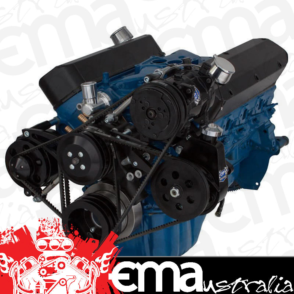 CVF Racing CVF-B-302-AC-SYSTEM B-302-AC-SYSTEM Black Ford 289-302-351W V-Belt System - AC Alternator & Power Steering