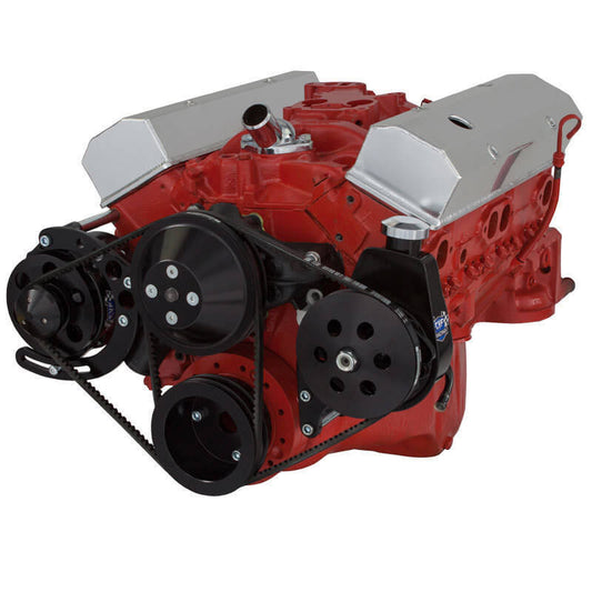 CVF Racing CVF-B-350-PS-SYSTEM-C-LWP B-350-PS-SYSTEM-C-LWP Black Chevy Small Block V-Belt System - Alternator & Power Steering LWP