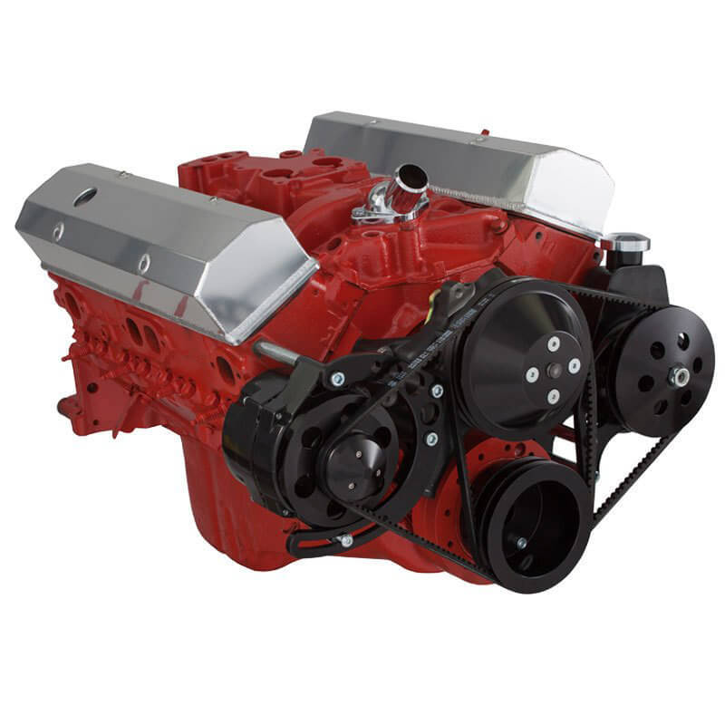 CVF Racing CVF-B-350-PS-SYSTEM-C-LWP B-350-PS-SYSTEM-C-LWP Black Chevy Small Block V-Belt System - Alternator & Power Steering LWP