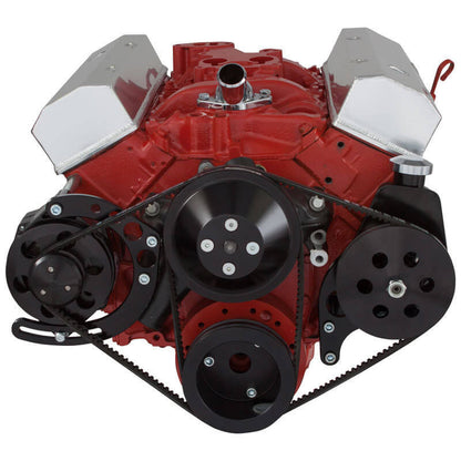 CVF Racing CVF-B-350-PS-SYSTEM-C-LWP B-350-PS-SYSTEM-C-LWP Black Chevy Small Block V-Belt System - Alternator & Power Steering LWP