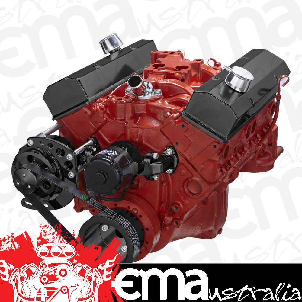 CVF B-350-SERPENTINE-ALT-C-EWP Black Chevy Small Block Serpentine Conversion - Alternator Only Electric Water Pump