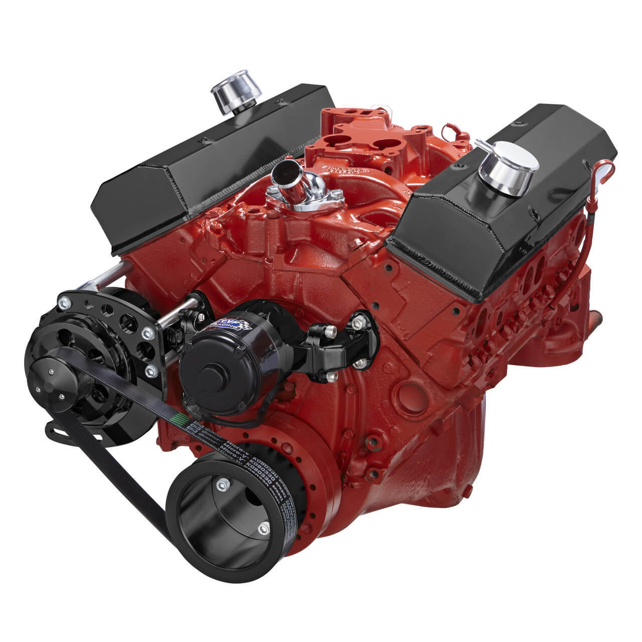 CVF B-350-SERPENTINE-ALT-C-EWP Black Chevy Small Block Serpentine Conversion - Alternator Only Electric Water Pump