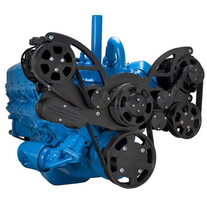 CVF B-401-WRAPTOR-AC Stealth Black Serpentine System for AMC Jeep 304 360 & 401 - AC Power Steering & Alternator - All Inclusive