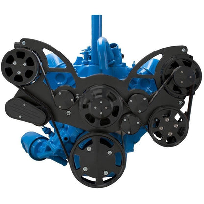 CVF B-401-WRAPTOR-AC Stealth Black Serpentine System for AMC Jeep 304 360 & 401 - AC Power Steering & Alternator - All Inclusive