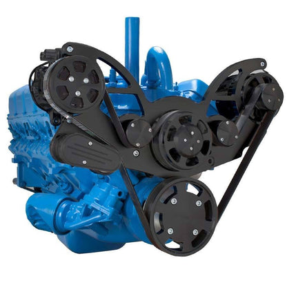 CVF B-401-WRAPTOR-ACO Stealth Black Serpentine System for AMC Jeep 304 360 & 401 - AC & Alternator - All Inclusive