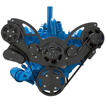 CVF B-401-WRAPTOR-ACO Stealth Black Serpentine System for AMC Jeep 304 360 & 401 - AC & Alternator - All Inclusive
