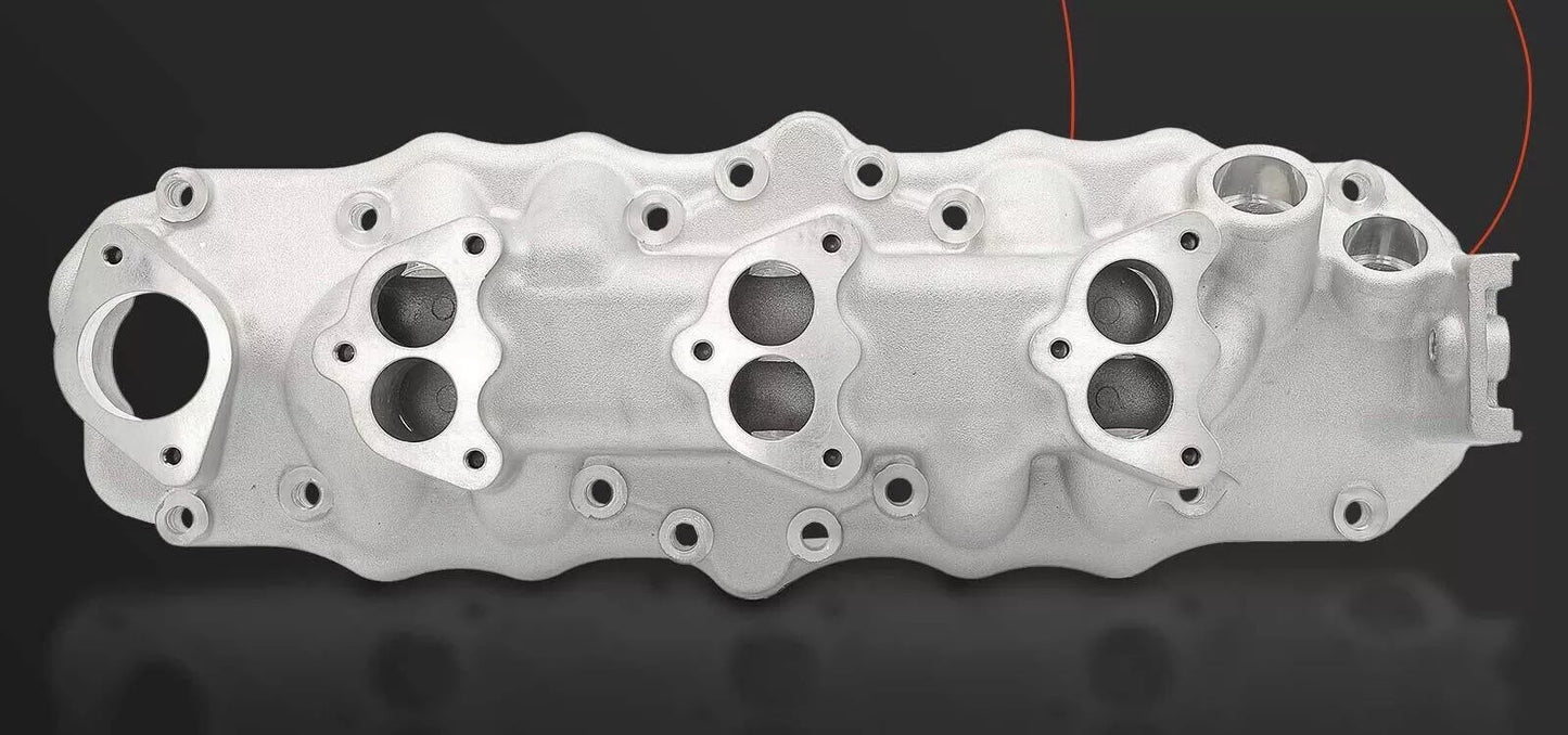 FORD FLAT HEAD SIDE VALVE INTAKE MANIFOLD TRIPLE CARB 49 - 53 SATIN (EMA-1109S)