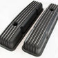 EMA8526BK | Chevy Small Block Retro Cast Finned Valve Covers Black (TALL)