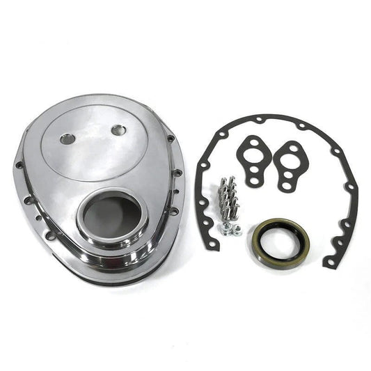 EMA-8420 EMA-8420 SMALL BLOCK CHEV TIMING COVER KIT POLISHED ALUMINIUM INC GASKETS BOLTS SEAL
