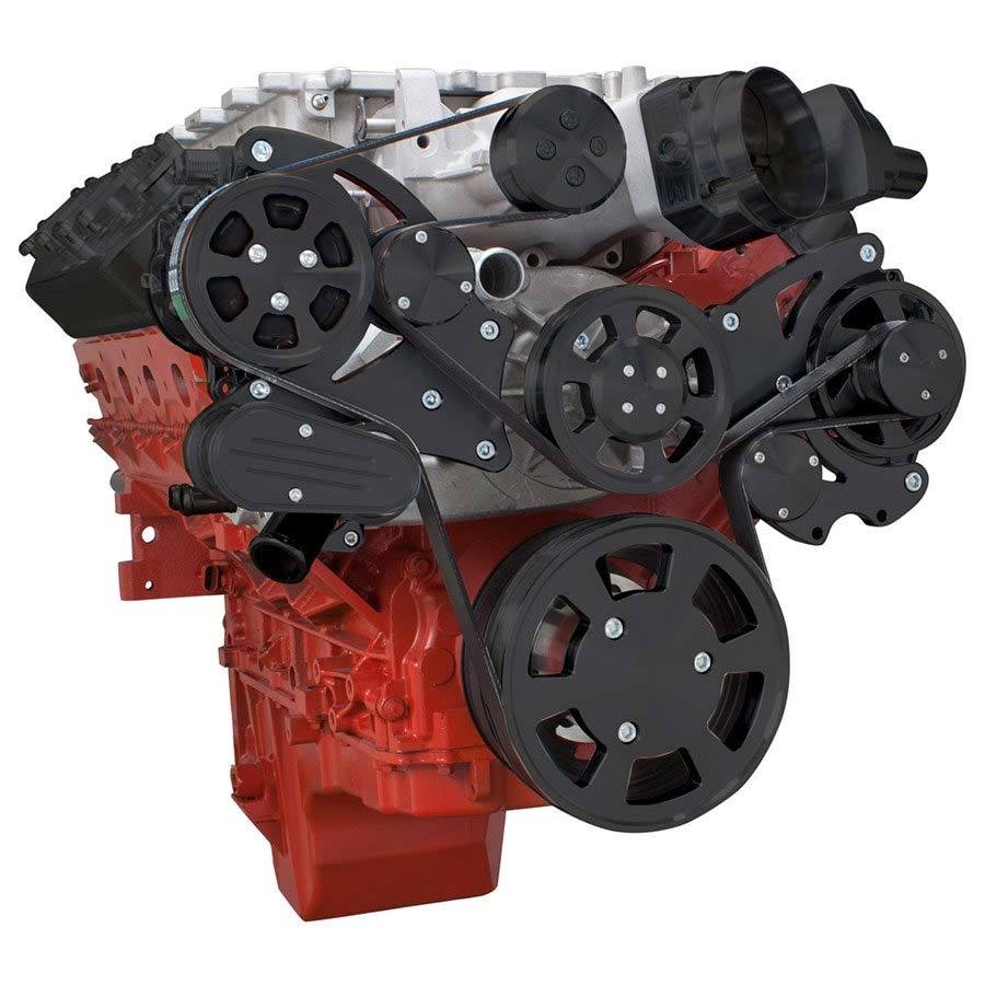 CVF B-LSA-WRAPTOR-ACO Stealth Black Chevy LSA and LS9 Serpentine Kit - AC & Alternator