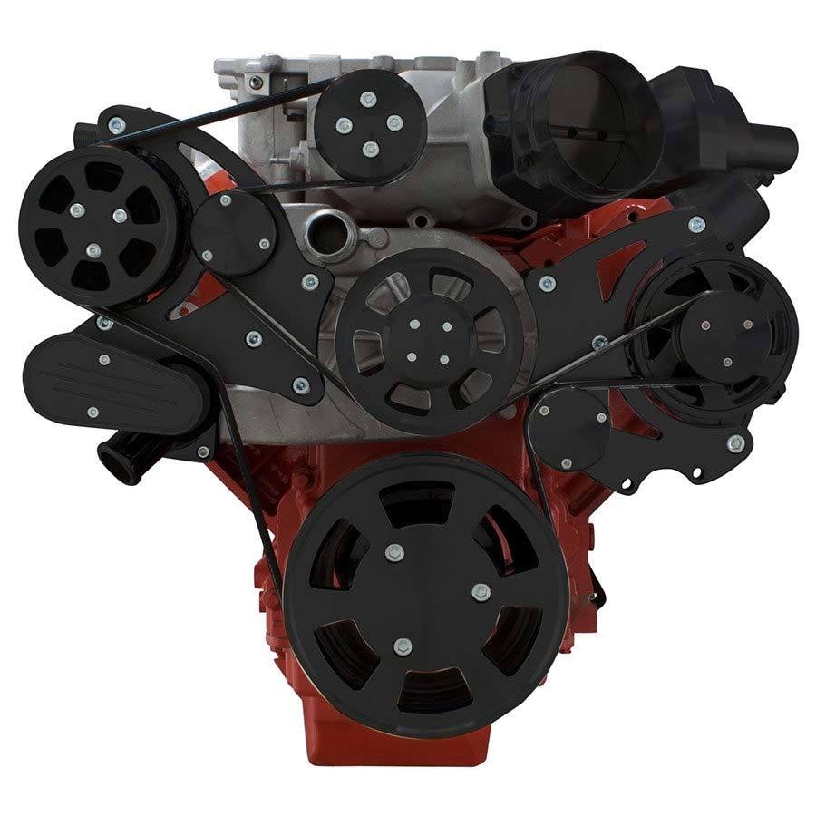 CVF B-LSA-WRAPTOR-ACO Stealth Black Chevy LSA and LS9 Serpentine Kit - AC & Alternator