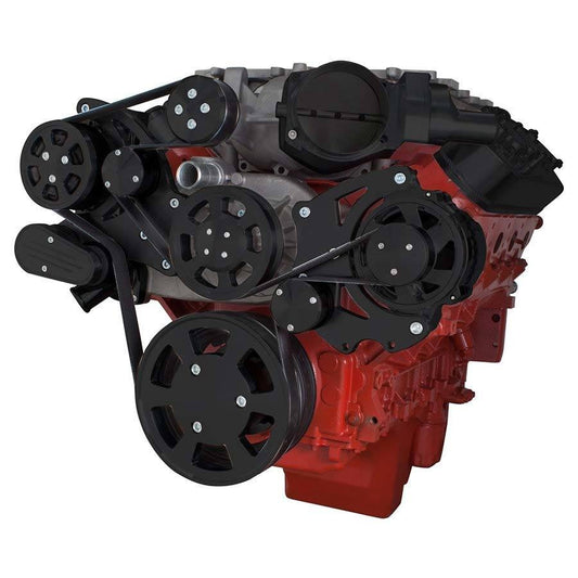 CVF Racing CVF-B-LSA-WRAPTOR-ACO B-LSA-WRAPTOR-ACO Stealth Black Chevy LSA and LS9 Serpentine Kit - AC & Alternator