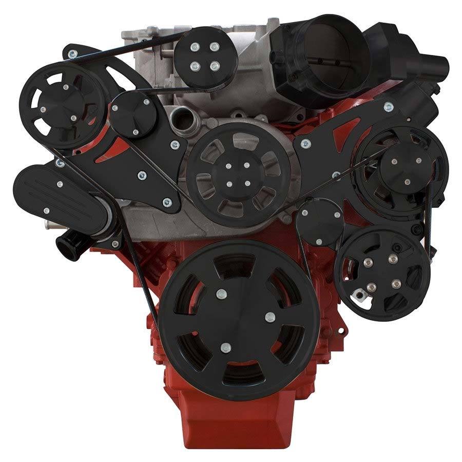 CVF B-LSA-WRAPTOR-PS Stealth Black Chevy LSA and LS9 Serpentine Kit - Power Steering & Alternator