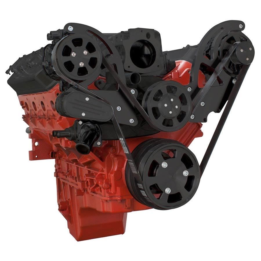 CVF B-LSX-WRAPTOR-ACO Black Chevy LS Engine Serpentine Kit - AC & Alternator