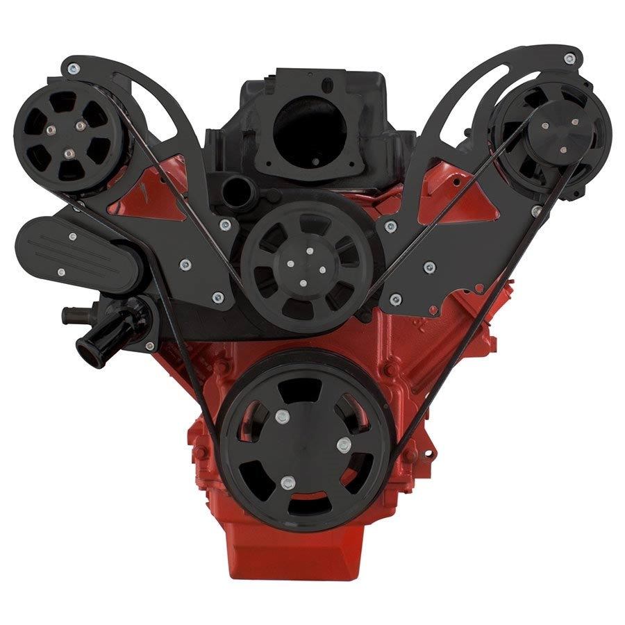 CVF B-LSX-WRAPTOR-ACO Black Chevy LS Engine Serpentine Kit - AC & Alternator