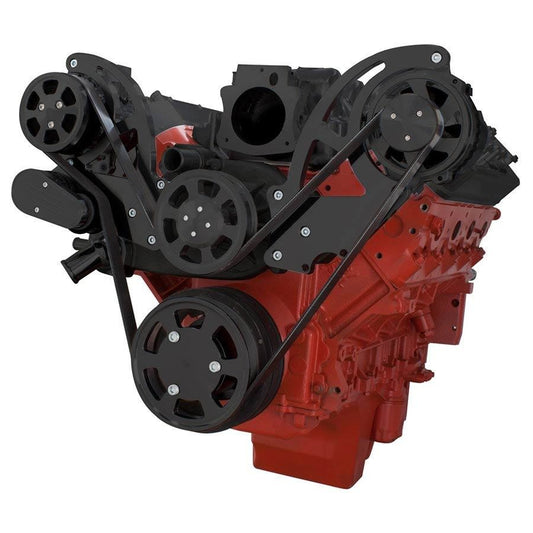 CVF B-LSX-WRAPTOR-ACO Black Chevy LS Engine Serpentine Kit - AC & Alternator