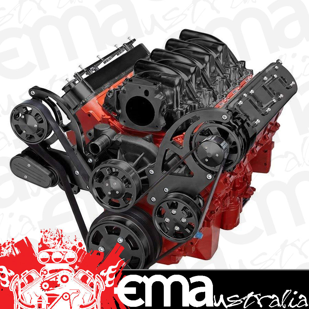 CVF B-LSX-WRAPTOR-PS Stealth Black Chevy LS Serpentine Kit - Power Steering & Alternator