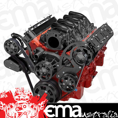 CVF B-LSX-WRAPTOR-PS Stealth Black Chevy LS Serpentine Kit - Power Steering & Alternator