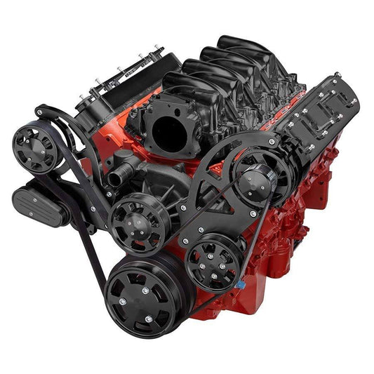 CVF B-LSX-WRAPTOR-PS Stealth Black Chevy LS Serpentine Kit - Power Steering & Alternator