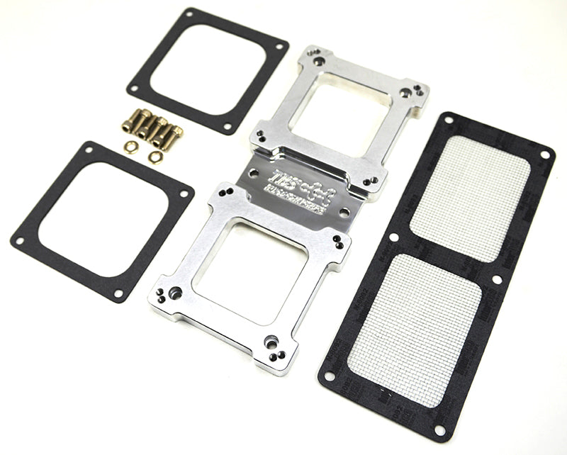 The Blower Shop B4300 Billet Dual Carb Adaptor suit 4150 Carburettor Sideways Mount