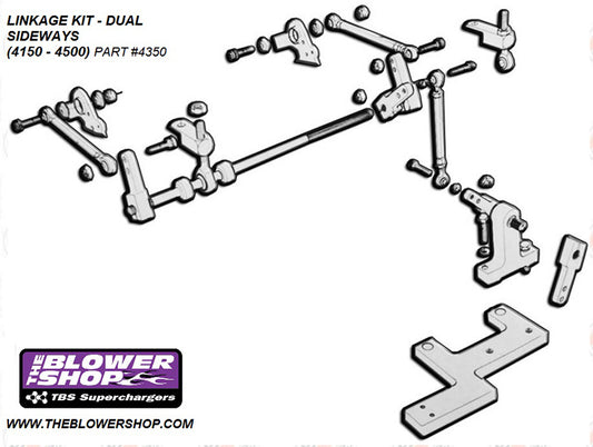 The Blower Shop B4350 Dual Carb Linkage Kit suit 4150 & 4500 Carburettor Sideways Mount