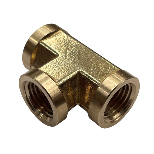 Brass Female Tee Piece 1/4" (6.3mm) Female BSP Thread