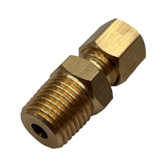 Brass Single Compression Union 1/4" (6.3mm) Hose Tube to 1/4" (6.3mm) Male BSP Thread