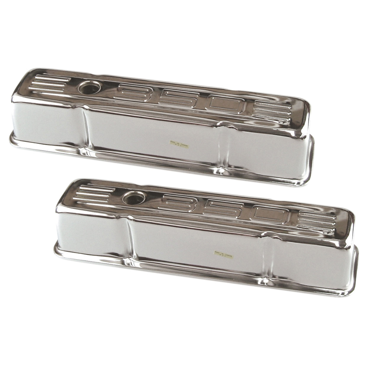 Valve Covers Chrome Chevrolet Sm Blk 283-400 Motor 350 Logo 1955-79 Baffled-pr