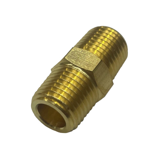 Brass Hex Nipple 1/4" (6.3mm) Male BSP Thread