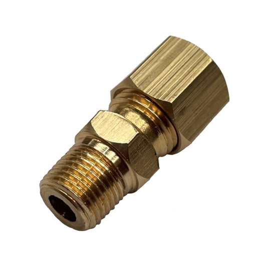 Brass Single Compression Union 1/4" (6.3mm) Hose Tube to 1/8" (3.2mm) Male BSP Thread