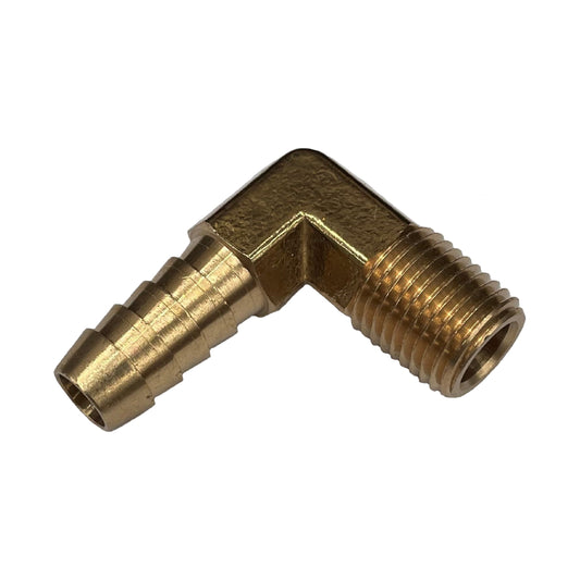 Brass Male Elbow Tail Fitting 3/8" (9.5mm) Hose Tube End to X 1/4" (6.3mm) BSP