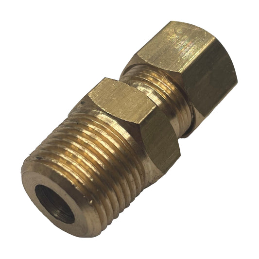 Brass Single Compression Union 3/8" (9.5mm) Hose Tube to 3/8" (9.5mm) Male BSP Thread