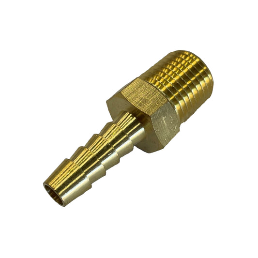 Brass Male Tail Fitting 1/4" (6.3mm) Hose Tube End to 1/4" (6.3mm) BSP Thread