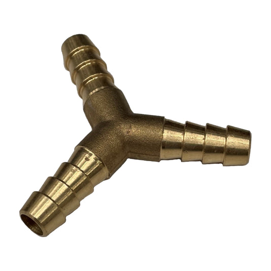Brass 3-Way Y Shape Tail Piece 5/16" (7.9mm) Barbed Hose Tube Ends