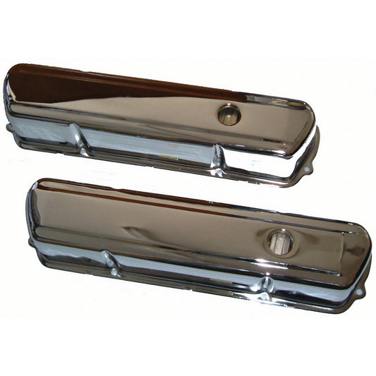 Valve Covers Chrome Holden V8 253-308 Tall Smooth Steel-pr. Suit Roller Rockers