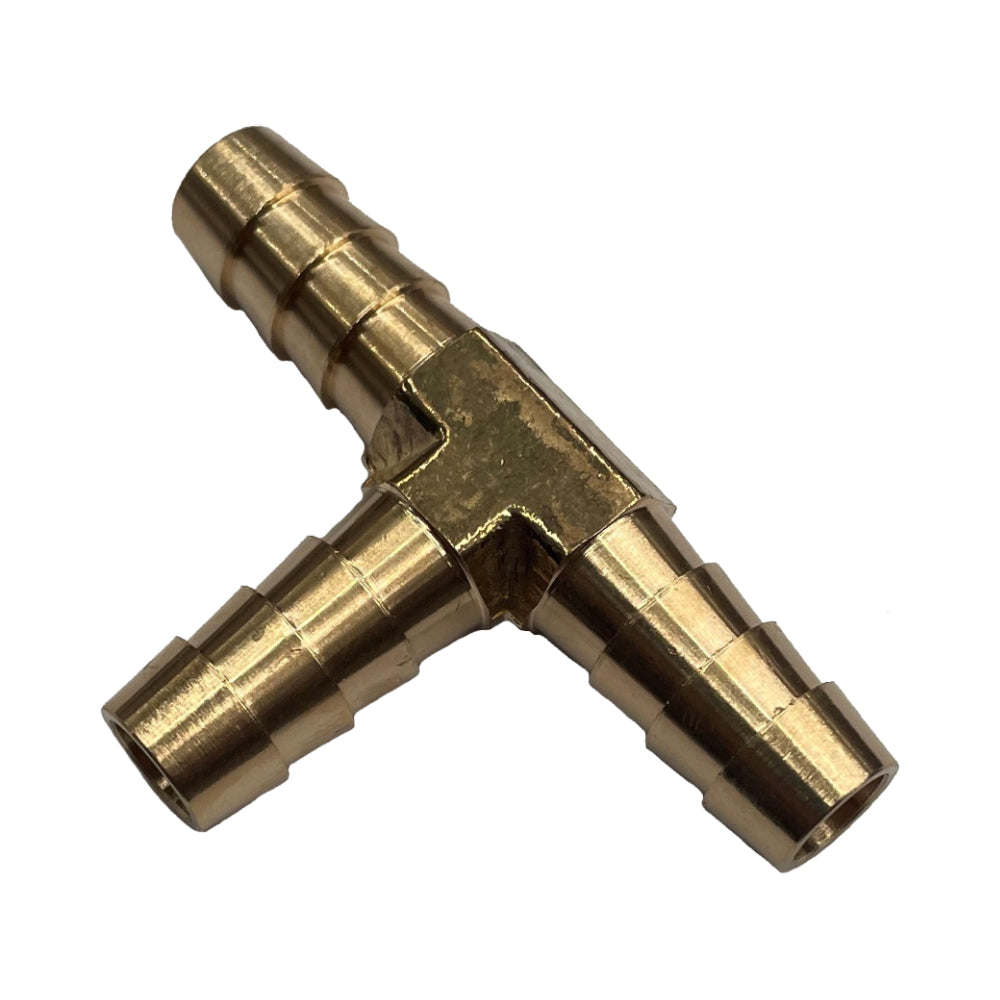 3-Way Brass Tee Piece 3/8" (9.5mm) Barbed Hose Tube Ends