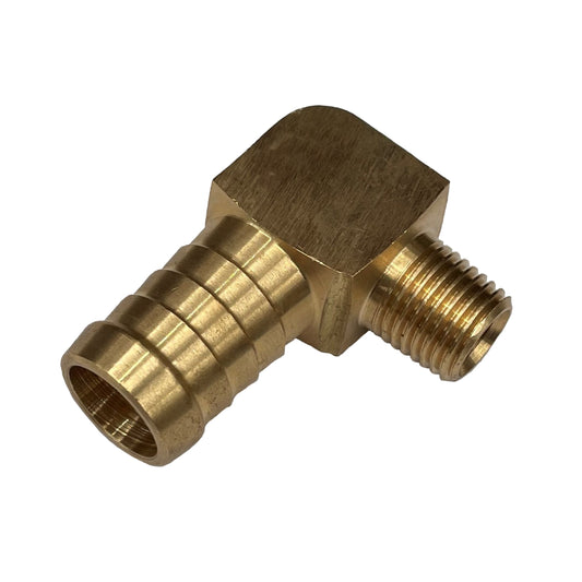 Brass Male Elbow Tail Fitting 5/8" (15.9mm) Hose Tube End to X 1/4" (6.3mm) BSP