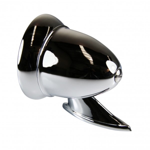 TFI-40305 4" Chrome Bullet Guard-Door-Fender Mount Classic Sports Car Racing Mirror