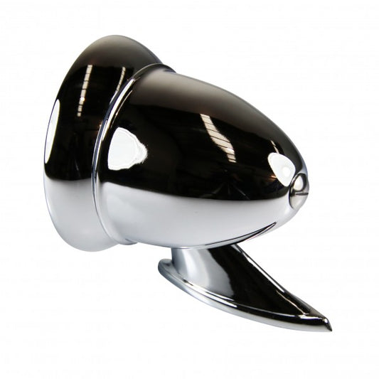 TFI-40305 4" Chrome Bullet Guard-Door-Fender Mount Classic Sports Car Racing Mirror