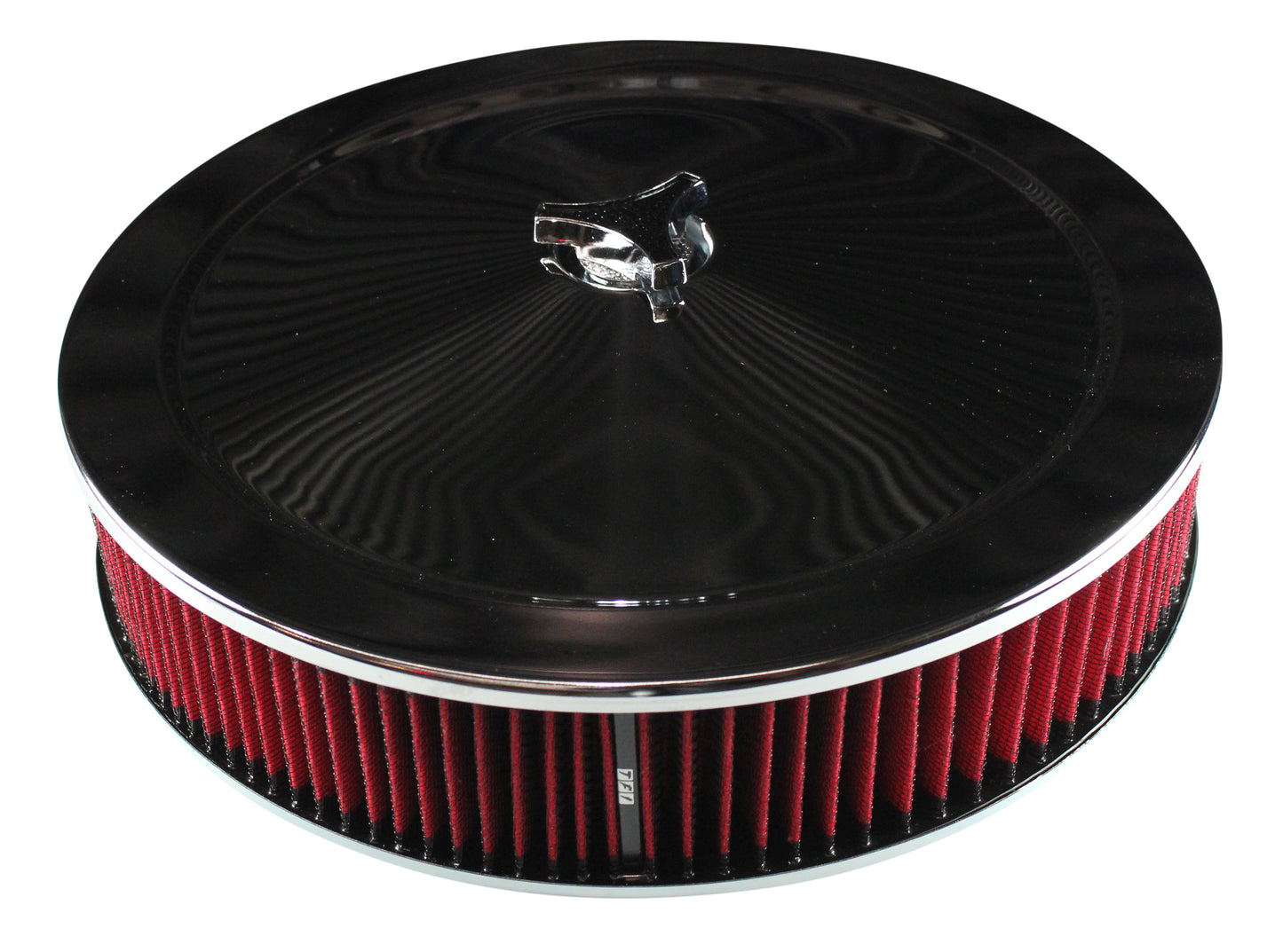 Chrome Air Filter Cleaner 14" x 3" Holley or Holden Quadrajet Base Red Washable