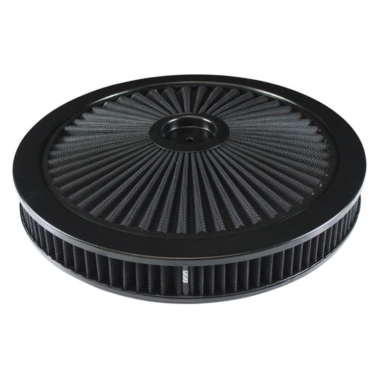 TFI-47649 Extraflow All Black Air Filter Cleaner 14" x 2" Holley Edelbrock Recessed Base