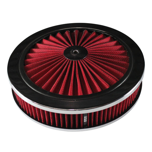 TFI Racing 45722 Extraflow Red/Chrome Air Cleaner Filter 9"x 2" Assy fit Holley 5-1/8" Base